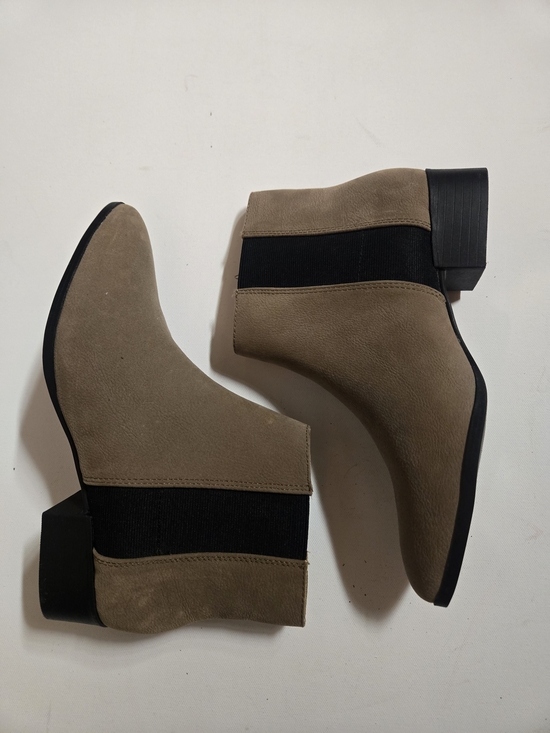 H&M Shoes - H&M Taupe Suede-Look Ankle Boots with Black Elastic Panels